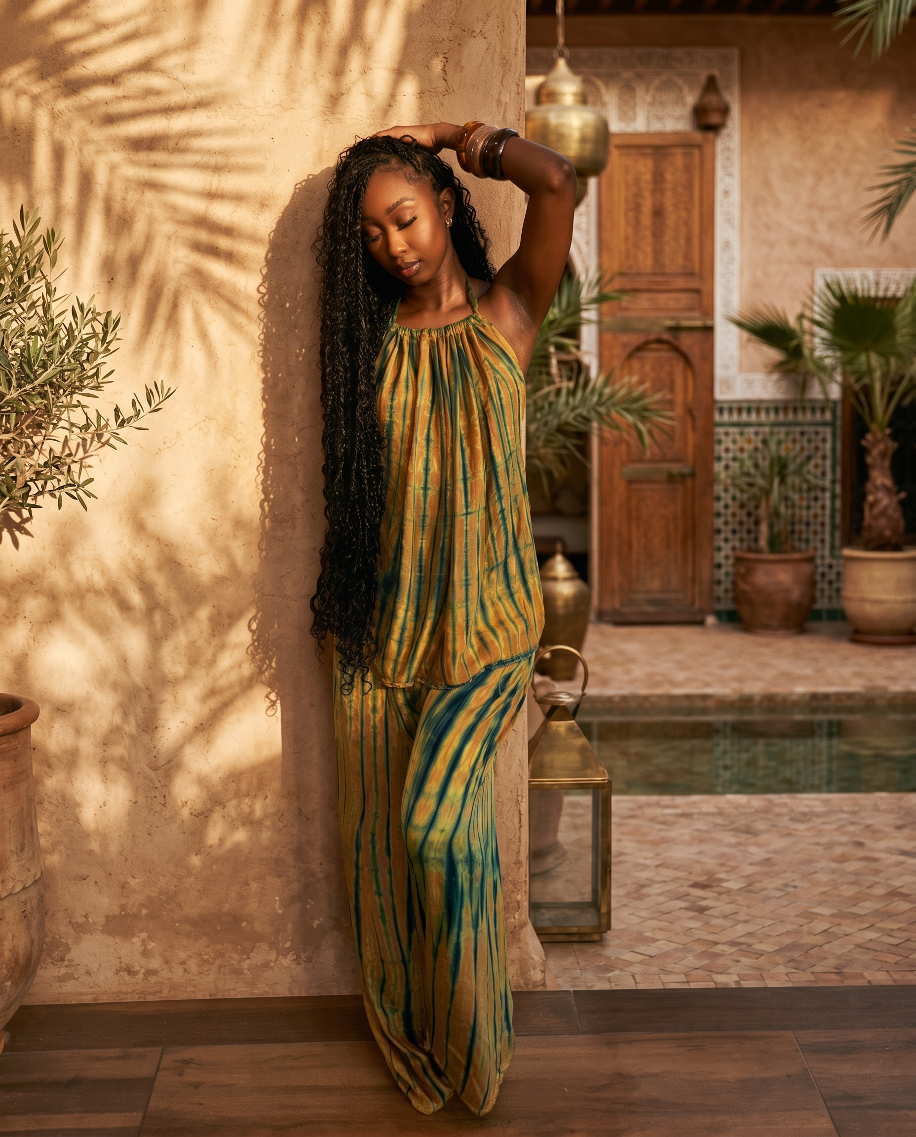 Amber Grove loungewear set in Mustard & Teal