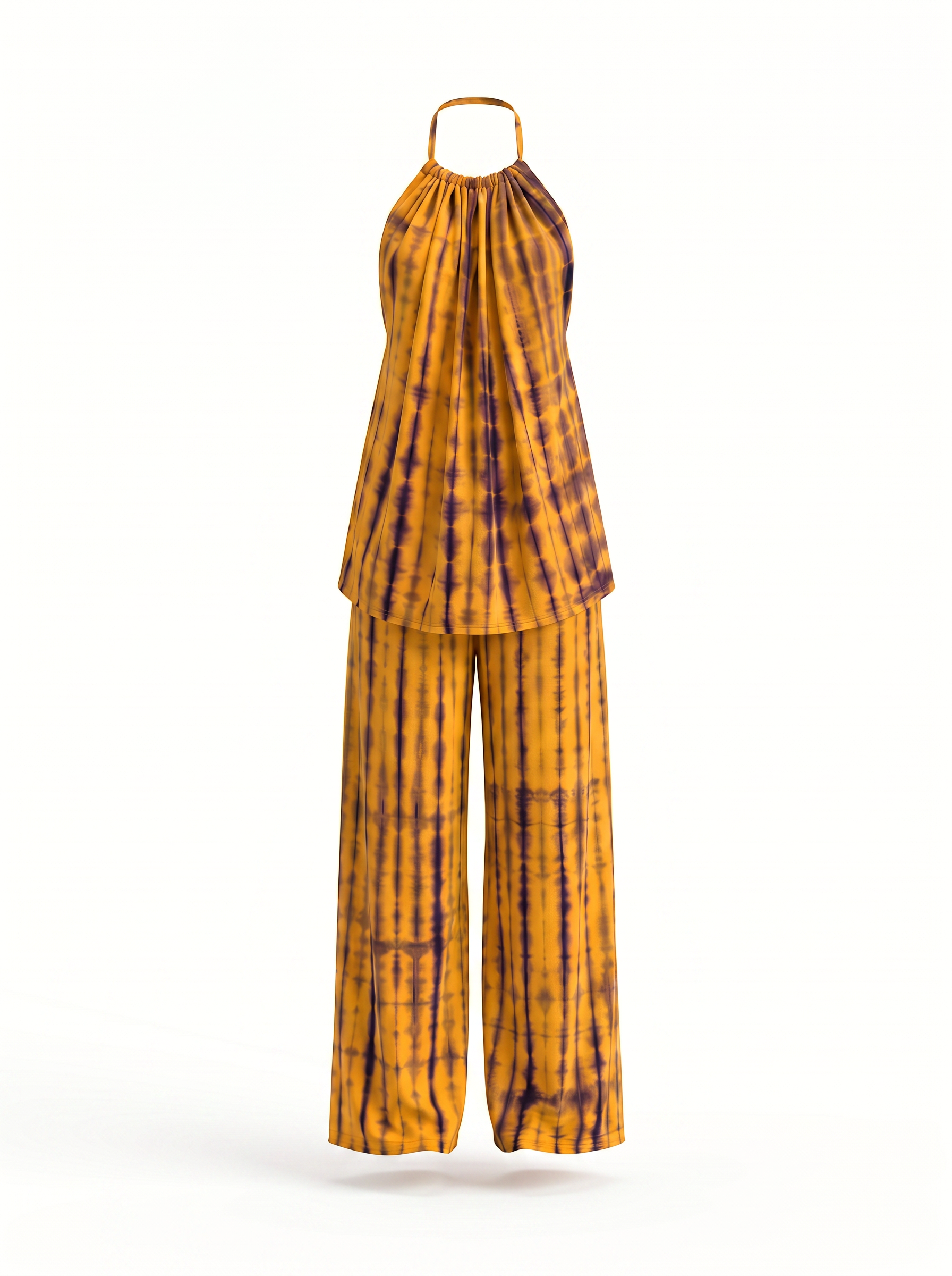 Golden Nectarine loungewear set in Amber & Aubergine