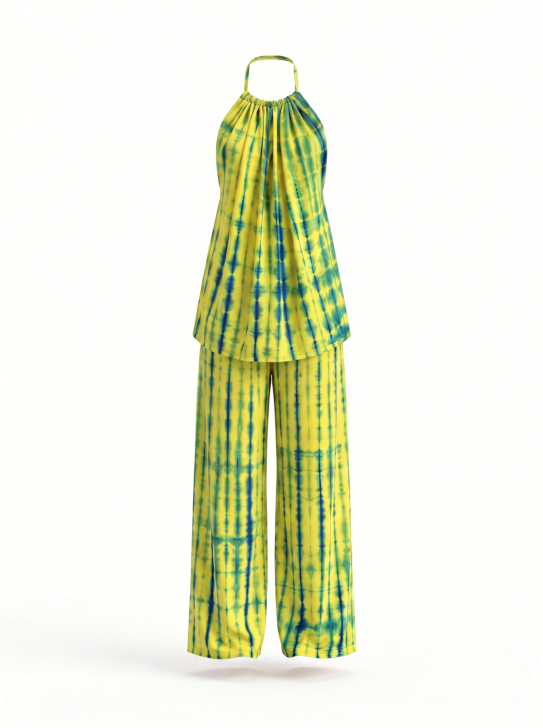 Green Starfruit loungewear set in Chartreuse & Cobalt